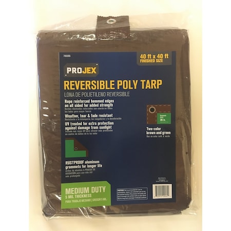 Projex 40 ft. W X 40 ft. L Medium Duty Polyethylene Tarp Brown/Green PROBG4040